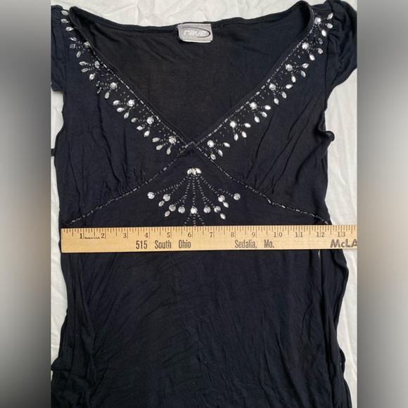 Women’s Rave Y2K charcoal embellished beaded small top with tie back - Picture 7 of 9